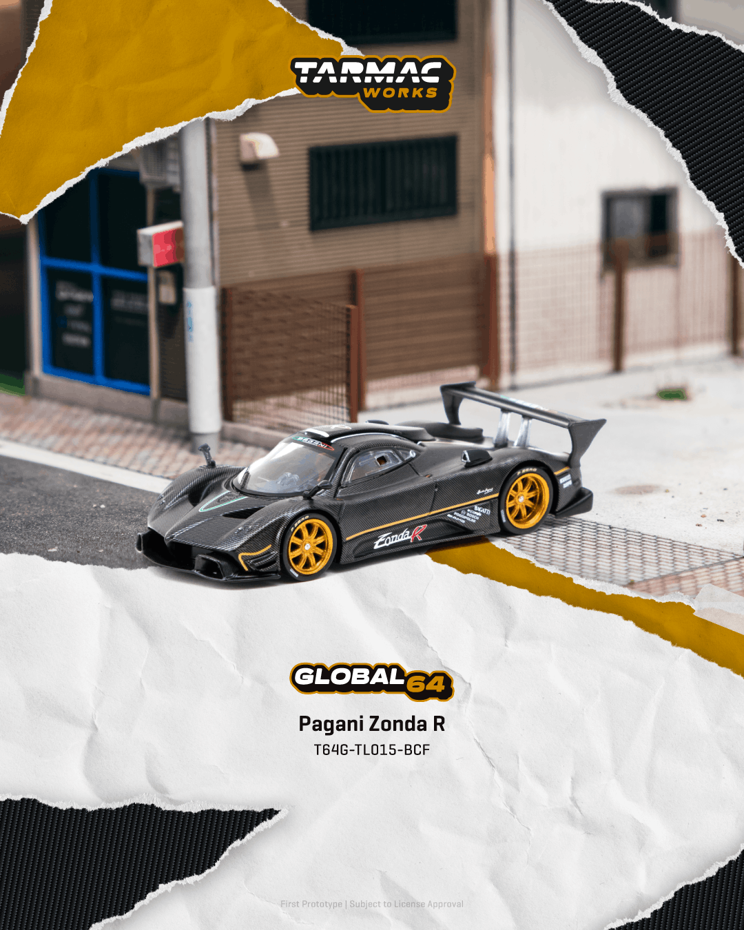 Preorder] Tarmac Works 1:64 Pagani Zonda R Matte Exposed Carbon