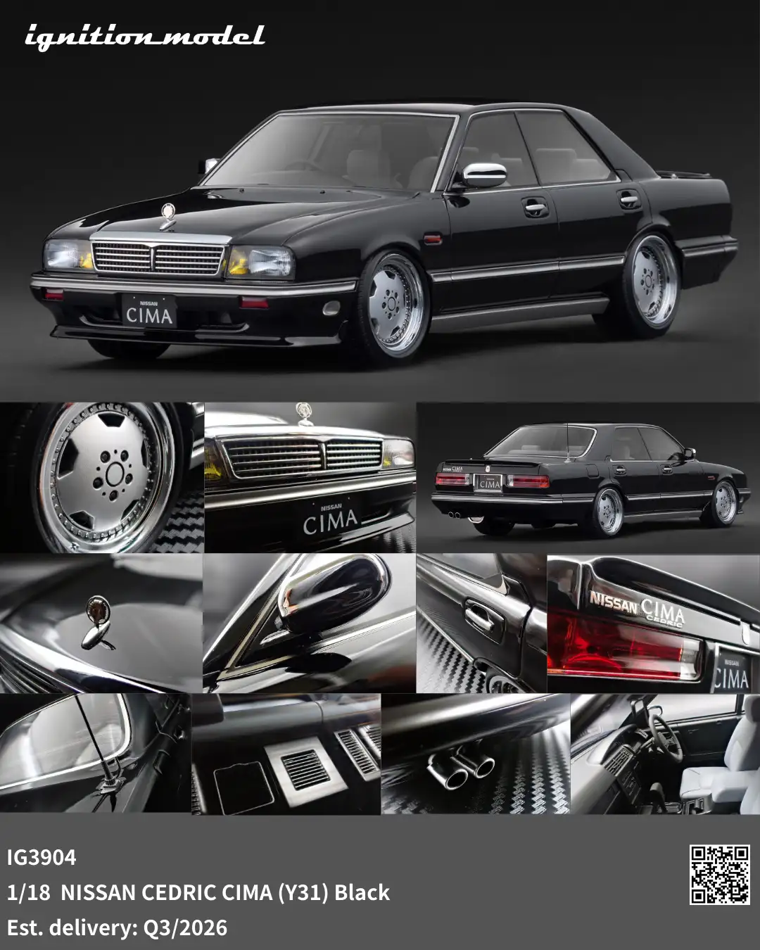 Ignition Model 1:18 NISSAN CEDRIC CIMA (Y31) Black IG3904