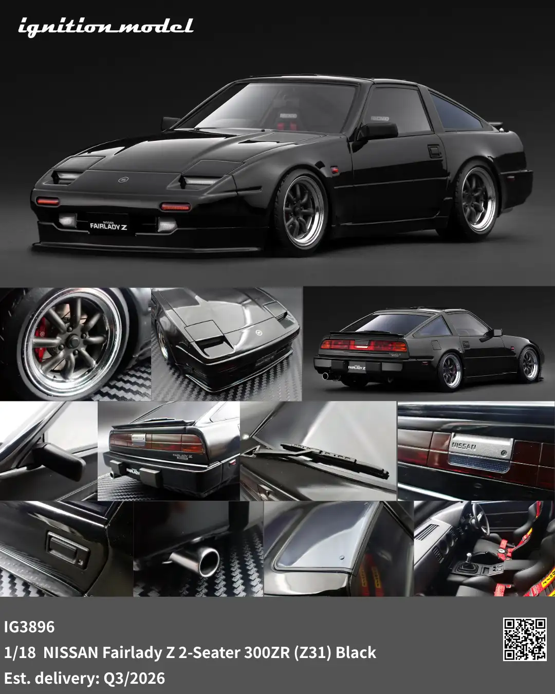 Ignition Model 1:18 NISSAN Fairlady Z 2-Seater 300ZR (Z31) Black