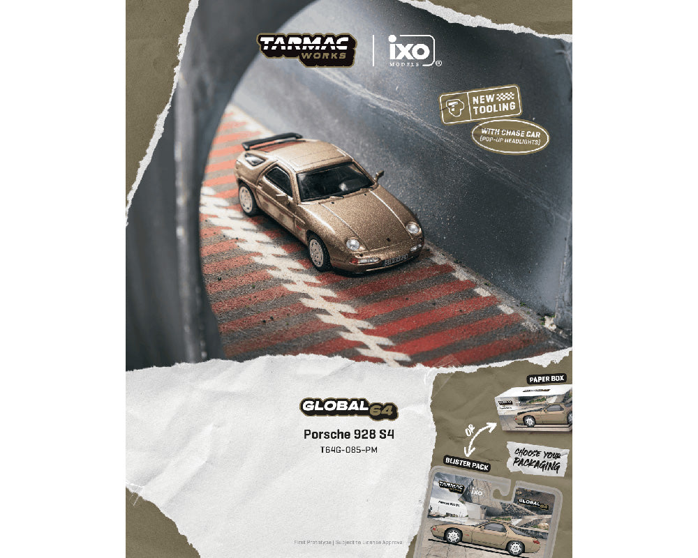 Preorder] Tarmac Works 1:64 Porsche 928 S4 – Platinum Metallic