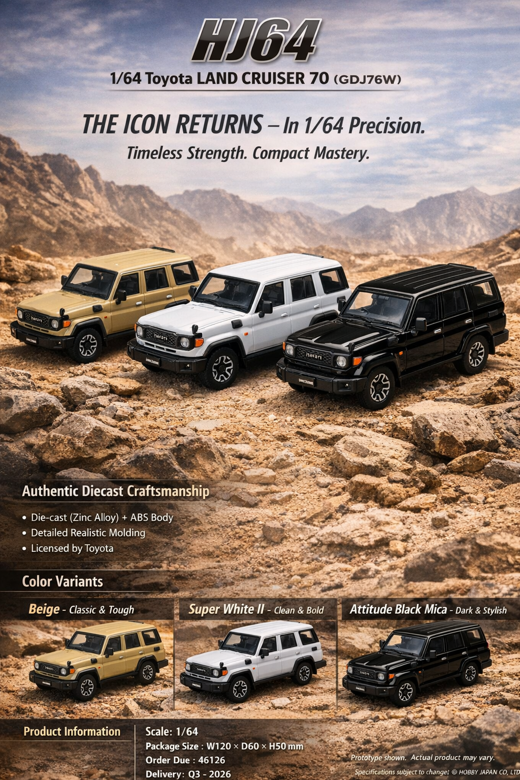 Preorder] Hobby Japan 1:64 Toyota LANDCRUISER 70 (GDJ76W) (3