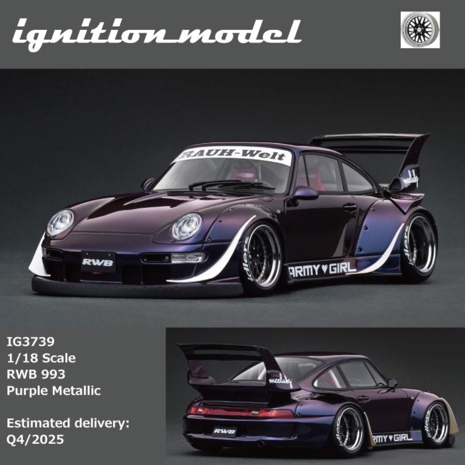 Preorder] Ignition Model 1:18 Porsche RWB 993 Purple