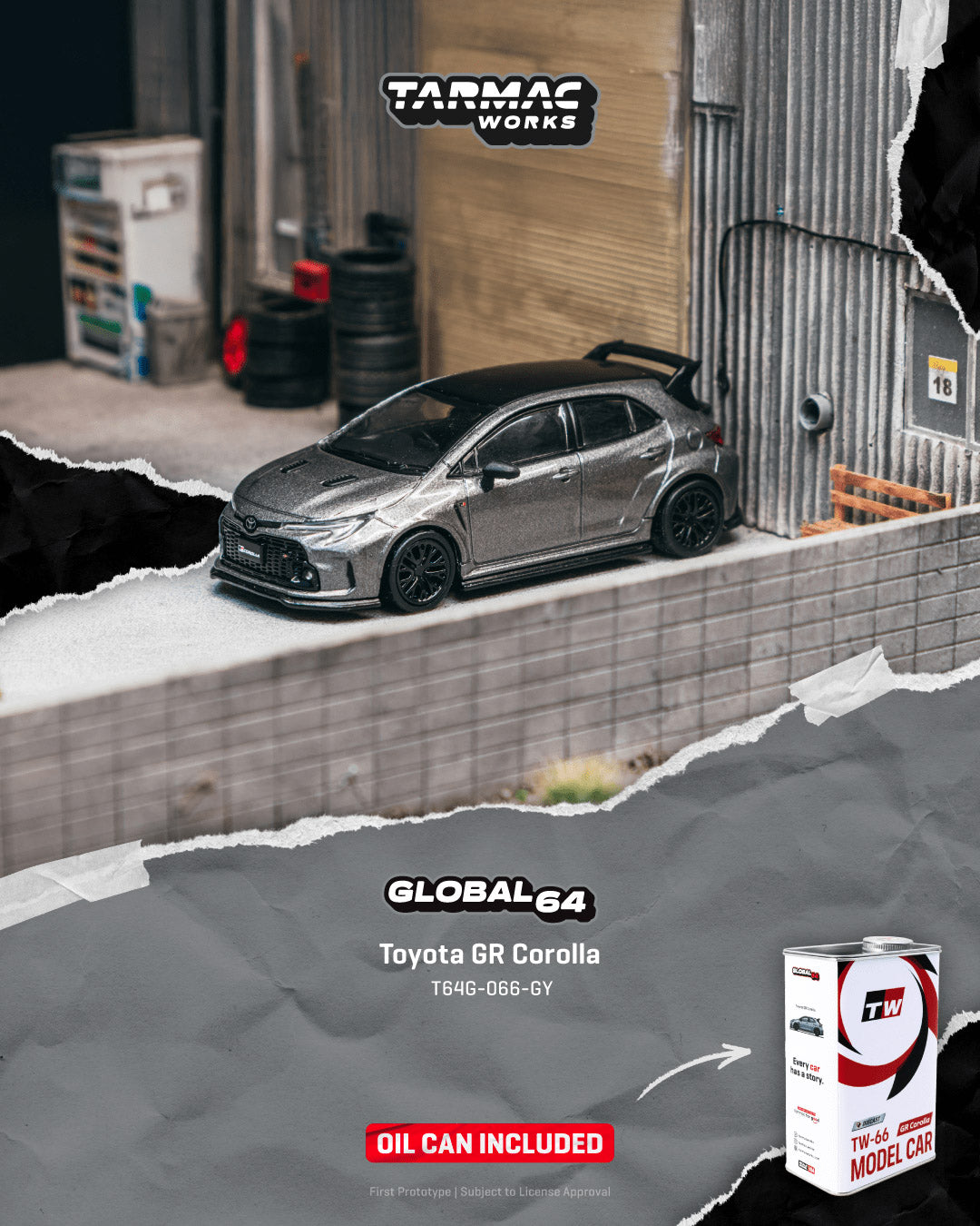 Preorder] Tarmac Works 1:64 Toyota GR Corolla Grey T64G-066-GY