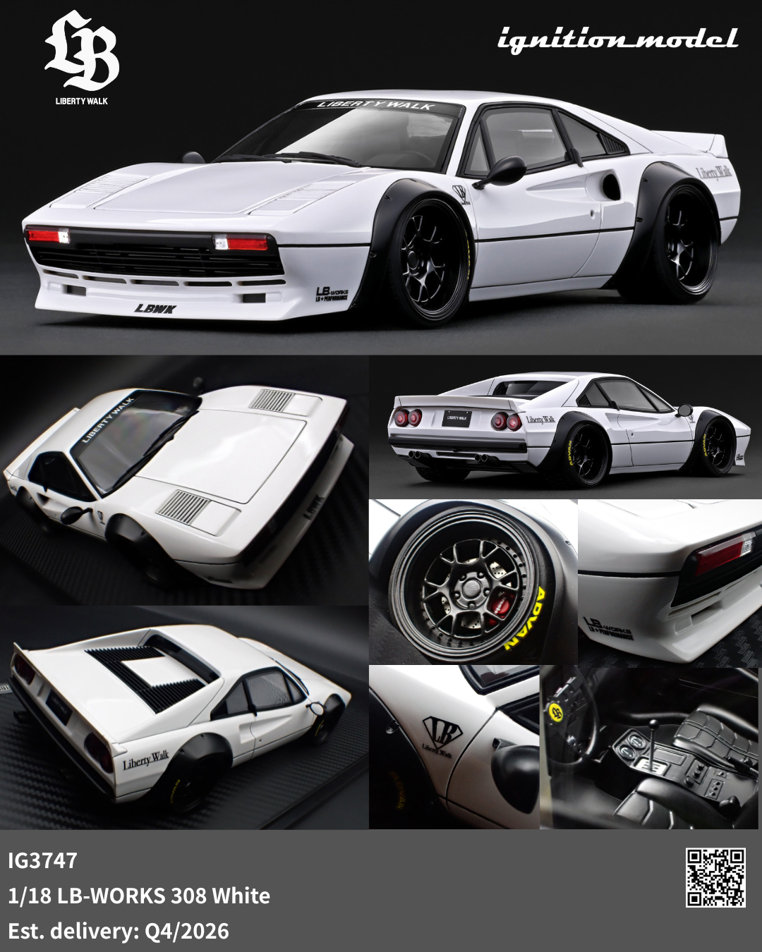 Ignition Model 1:18 LB-WORKS Ferrari 308 White IG3747 – Horizon