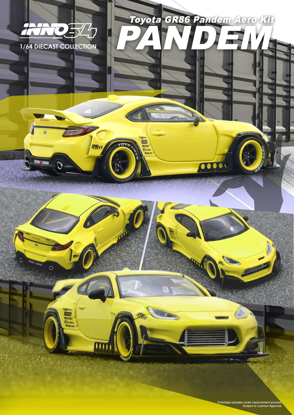 Inno64 1:64 TOYOTA GR86 "PANDEM" Yellow IN64-GR86P-YELLOW