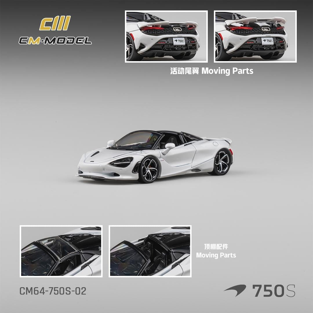 Preorder] CM Model 1:64 Mclaren 750S Spider Silica White CM64-750S