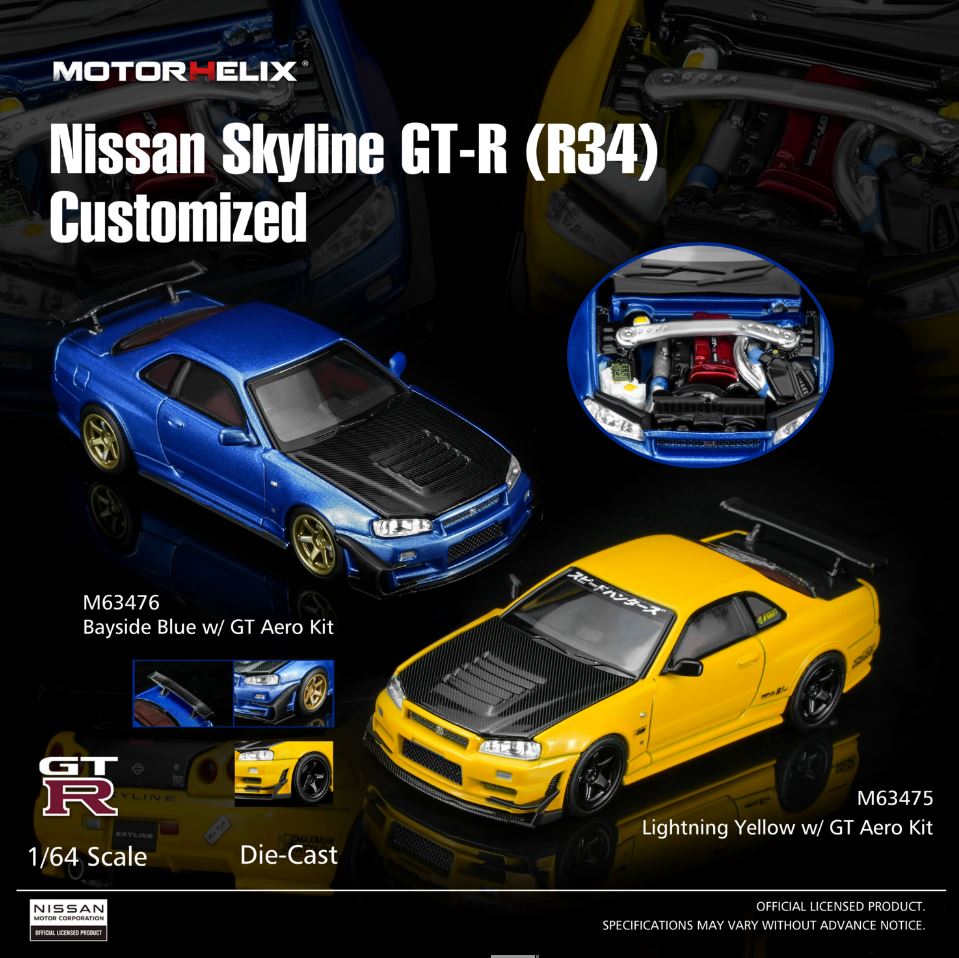 Preorder] MOTORHELIX 1:64 Nissan Skyline GT-R (R34) Customized (2