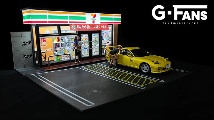 G.Fans 1:18 Diorama 7-11 Building Model 2 Parking Spaces 711801A