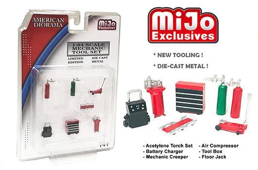 American Diorama 1:64 - Mechanic Tool 7 Pieces Set Diecast Metal Red Limited