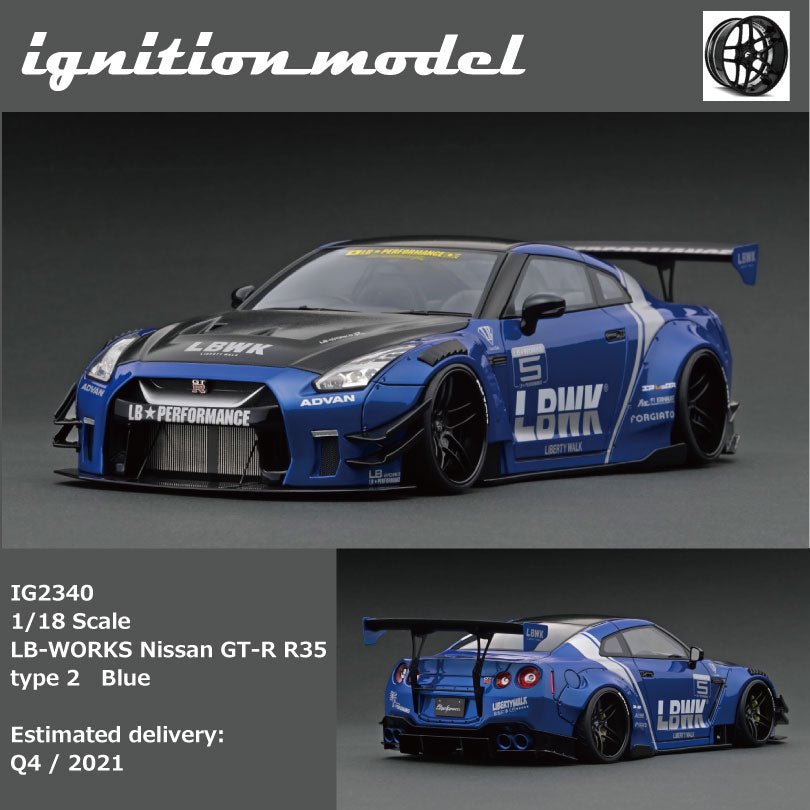 IGNITION MODEL 1/18 Lb-works Nissan Gt-r R35 Type 2 #10 Blanc X Bleu IGNITION MODEL 1/18 Lb-works Nissan Gt-r R35 Type 2 #10 Blanc X Bleu