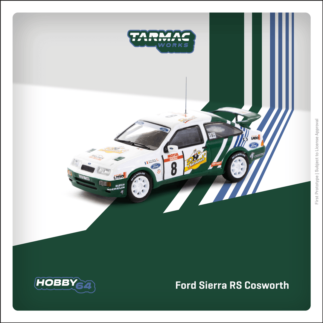 Tarmac Works 1:64 Ford Sierra RS Cosworth Tour de Corse - Rallye de France 1988 Winner Auriol Didier / Occelli Bernard T64-058-88TDC08