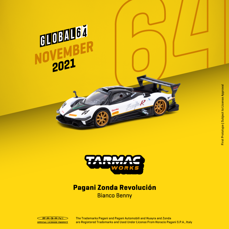 Tarmac Works 1:64 Pagani Zonda Revoluction Bianco Benny White T64G