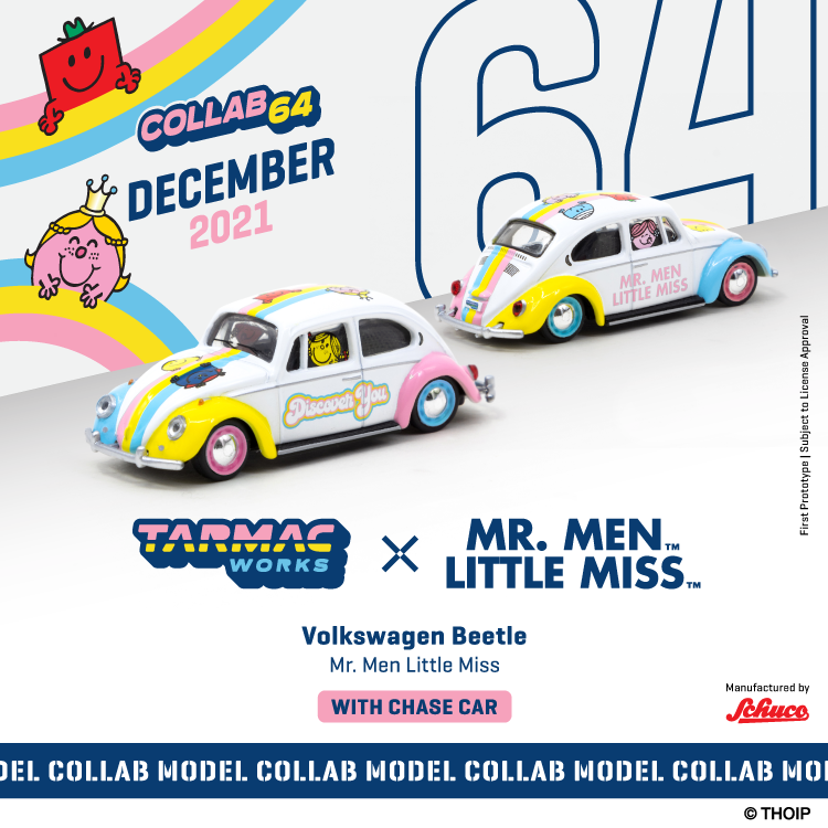 Tarmac Works 1:64 Volkswagen Beetle Mr. Men & Little Miss T64S-006-MMLM