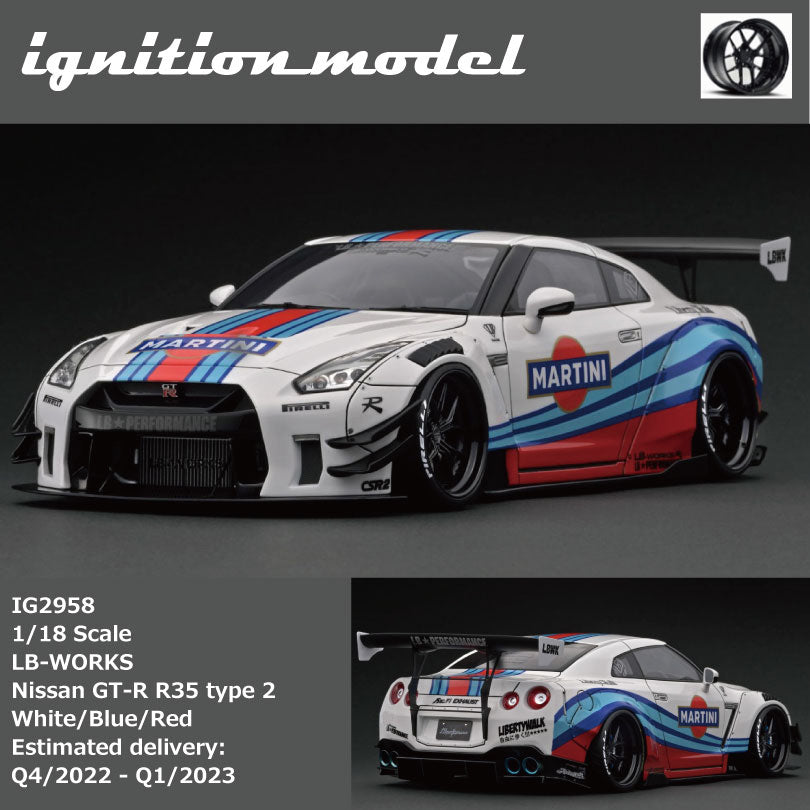 [Preorder] IG 1:18 LB-WORKS Nissan GT-R R35 type 2 White/Blue/Red