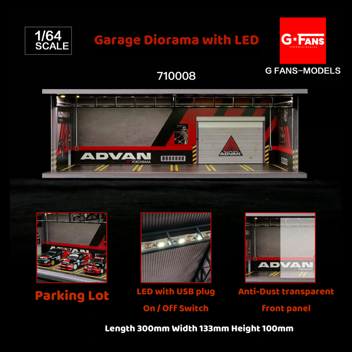 G.Fans 1:64 Garage Diorama with LED 710008 (Advan Theme)