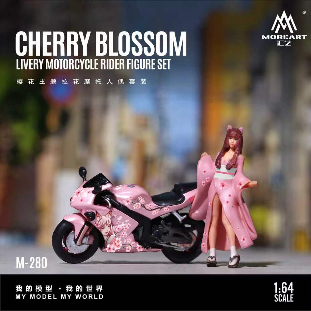 [Preorder] MoreArt 1:64 CHERRY BLOSSOM LIVERY MOTORCYCLE RIDER FIGURE SET MO222280