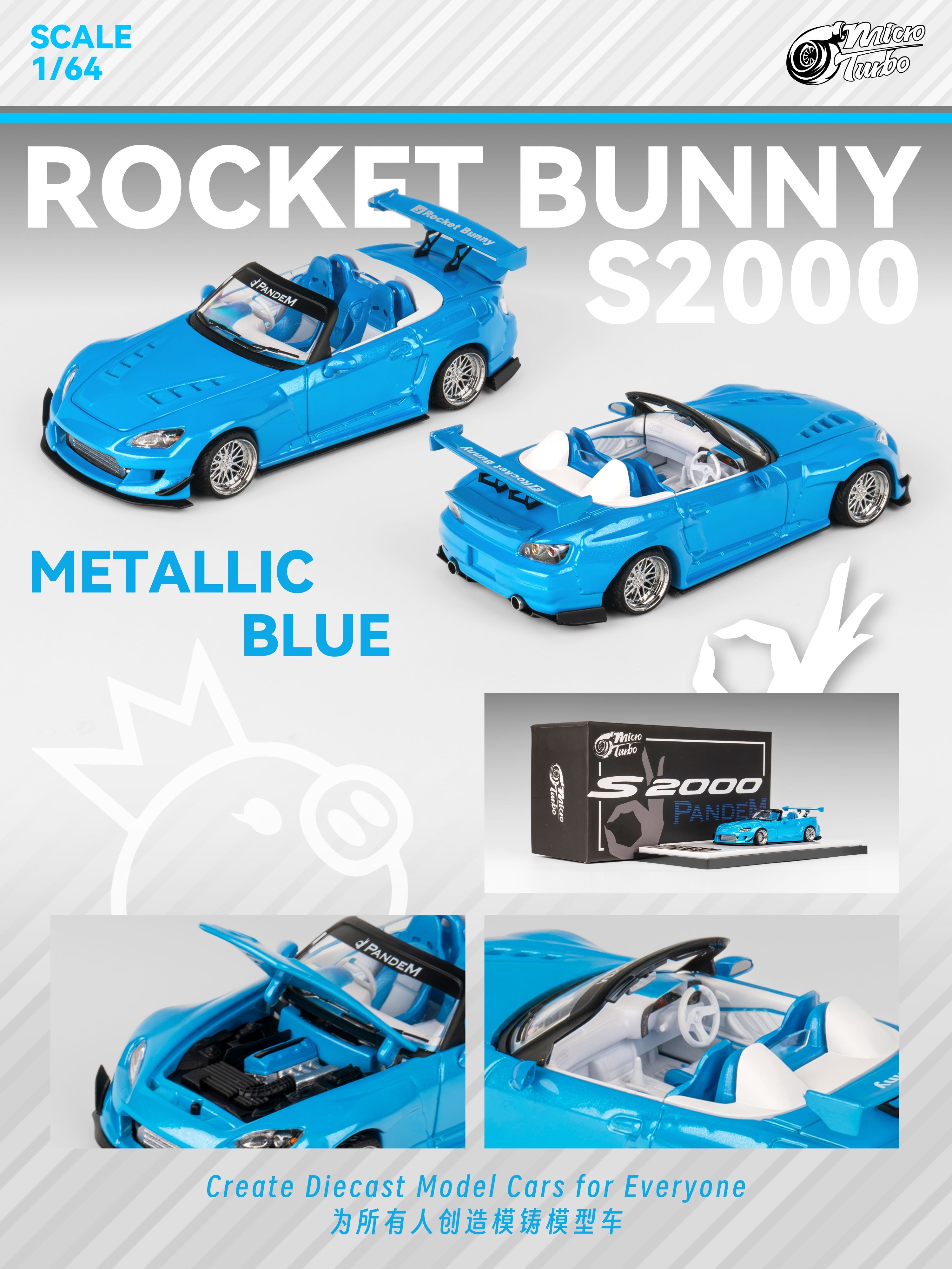 Microturbo 1:64 Custom S2000 RB - Metallic Blue MT6408B2 – Horizon Diecast