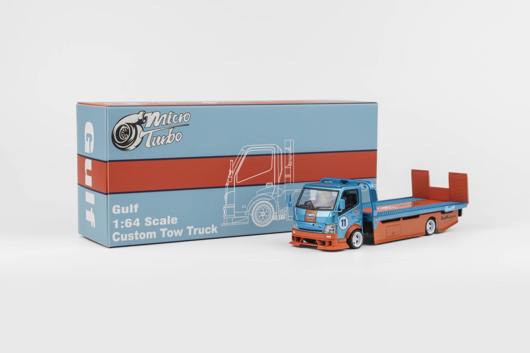 Microturbo 1:64 Flatbed Tow Truck - Gulf – Horizon Diecast