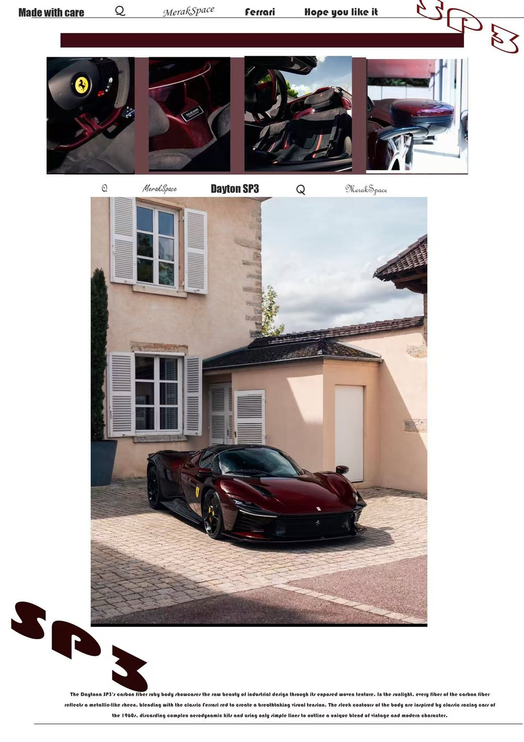 [Preorder] MerakSpace &amp; Q model 1:64 Ferrari Daytona SP3 (4 Colours)