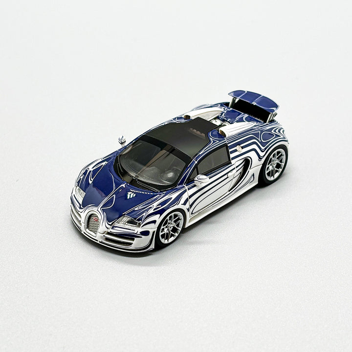 [Preorder] LJM Model 1:64 Bugatti Veyron Dark Blue and White Ceramic Dragon