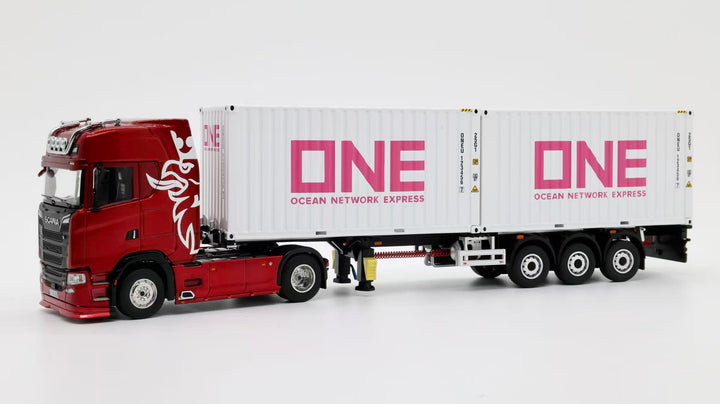 [Preorder] Tubro Truck 1:64 Scania 730S 4x2 Trailer With Extendable Container Trailer Set (6 Versions)