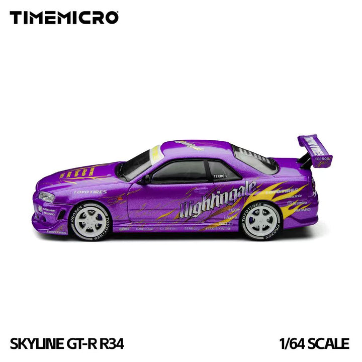 [Preorder] TimeMicro 1:64 Nissan Skyline GT-R R34 "Drifting Flames" Purple TM800506