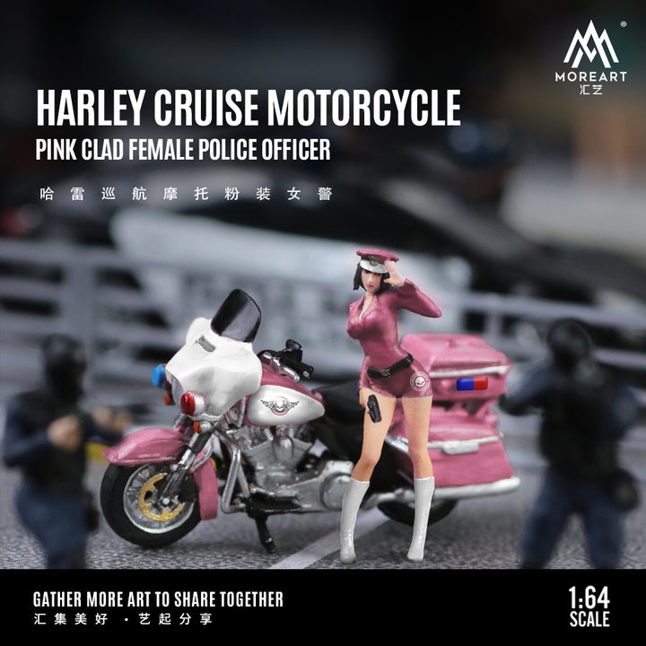 [Preorder] MoreArt 1:64 HARLEY CRUISE MOTORCYCLE PINK CLAD FEMALE POLICE OFFICER