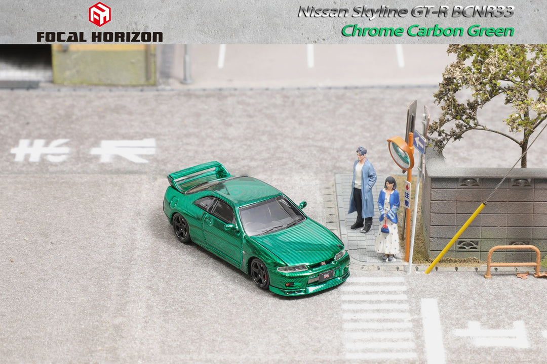 [Preorder] Focal Horizon 1:64 Nissan Skyline GTR R33 (BCNR33) Chrome Carbon Green