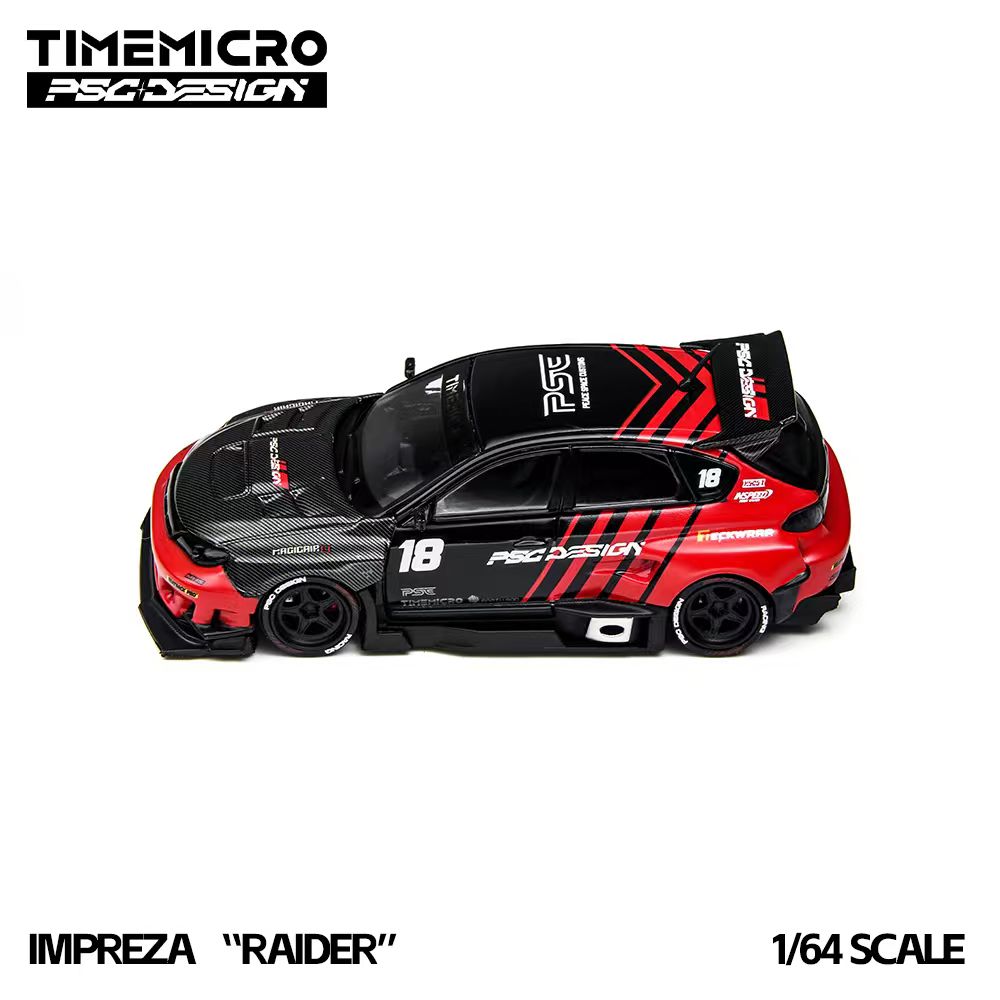 [Preorder] TimeMicro × PSC DESIGN 1:64 Subaru Impreza "Raider" Red &amp; Black TM648306