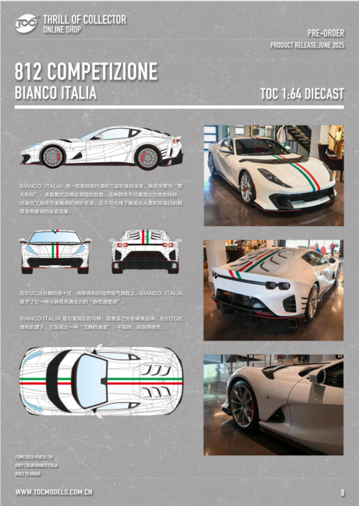 [Preorder] TOC 1:64 Ferrari FE812C (11 Colours)