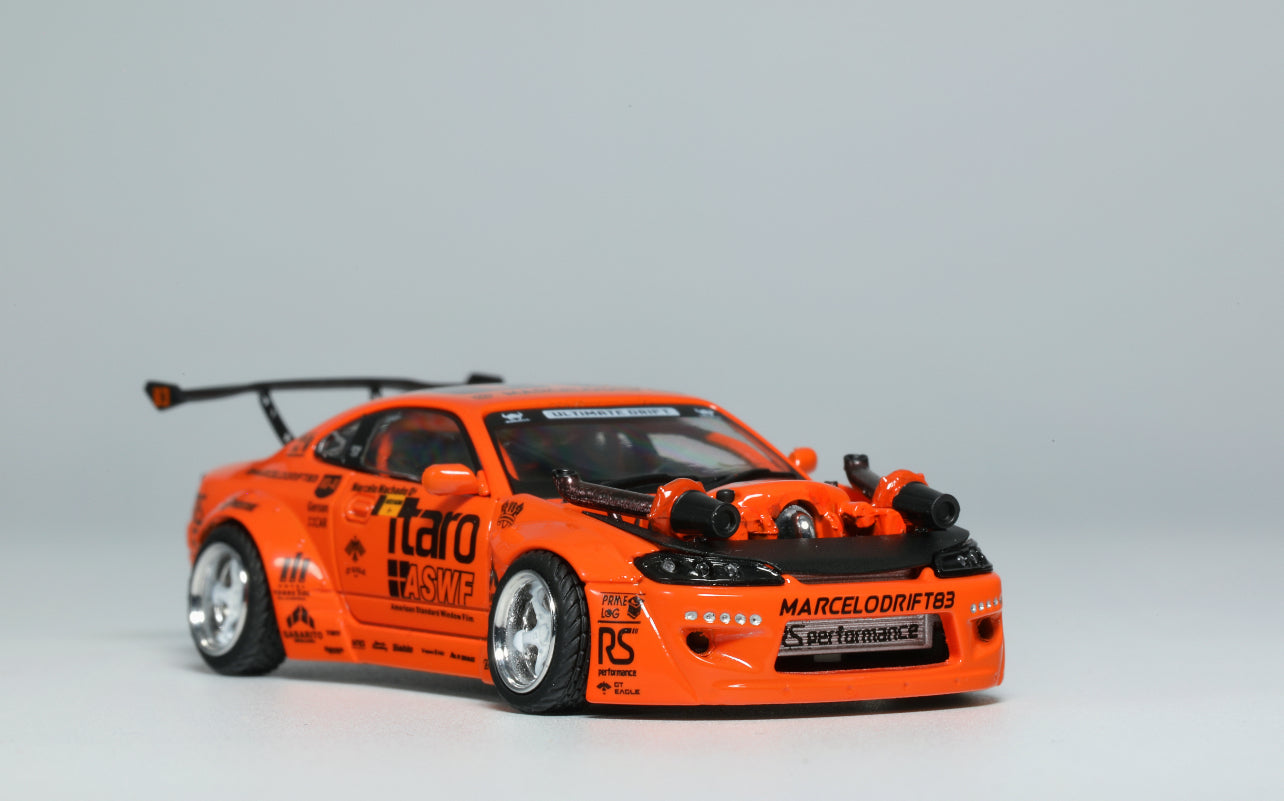 YS Model 1:64 modified Nissan S15 orange 4.0 V8 engine – Horizon