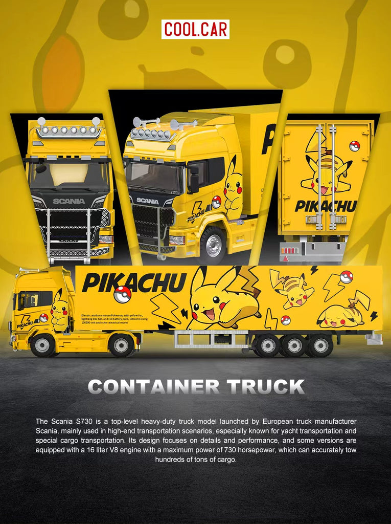 COOL CAR Scania コンテナトラック ピカチュウカラー 1/64 Cool Car 1:64 Scania Container Truck PIKACHU Livery CC644025