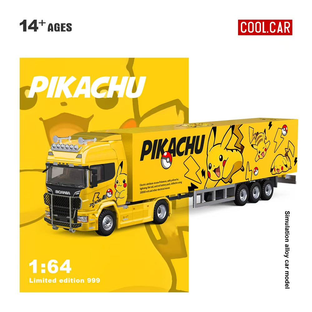 COOL CAR Scania コンテナトラック ピカチュウカラー 1/64 Cool Car 1:64 Scania Container Truck PIKACHU Livery CC644025