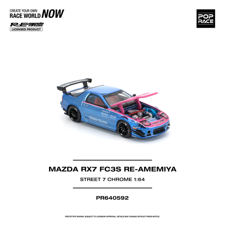 [Preorder] POPRACE 1:64 MAZDA RX7 (FC3S) RE-AMEMIYA STREET7 CHROME PR640592