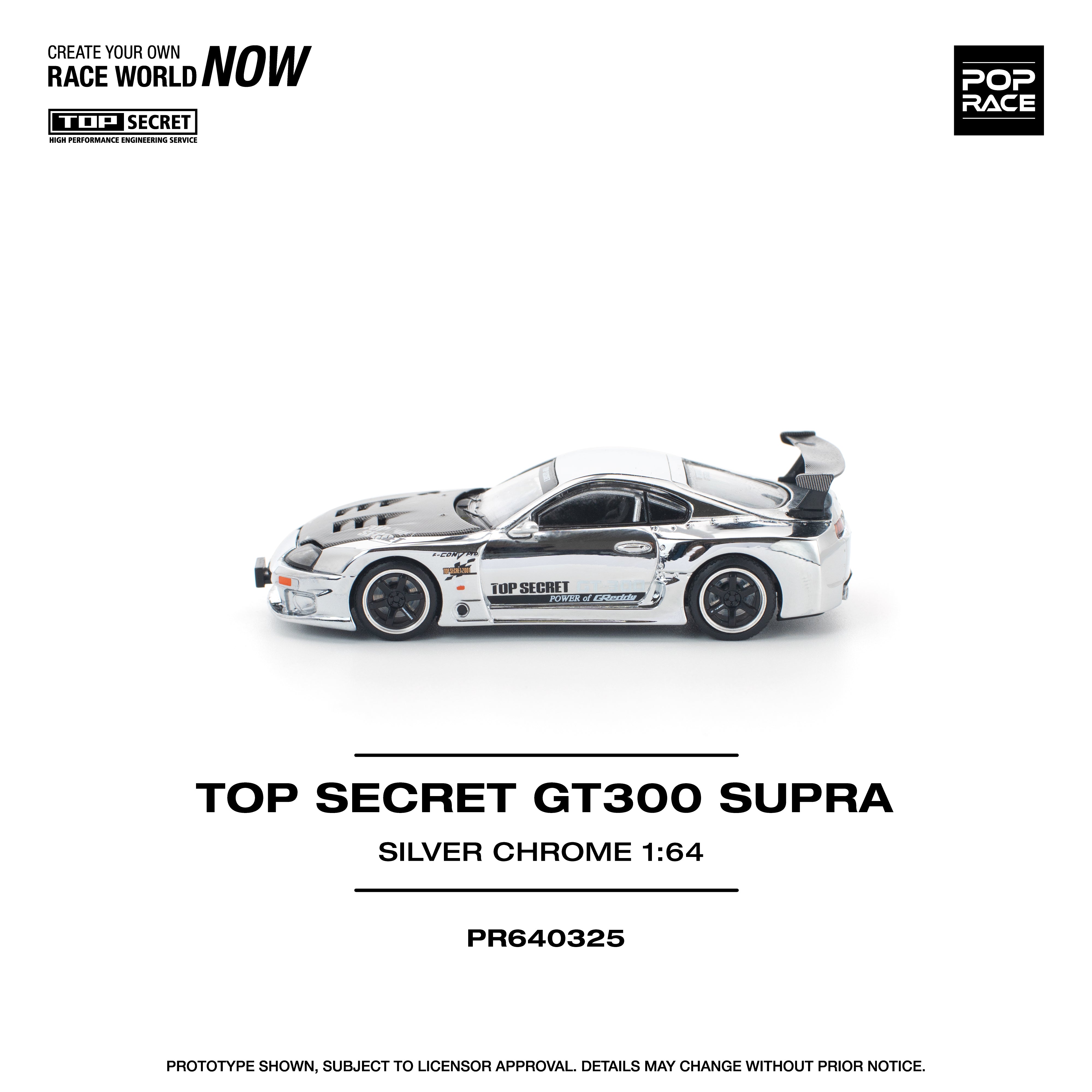 Preorder] POPRACE 1:64 Top Secret GT300 Supra - Silver Chrome
