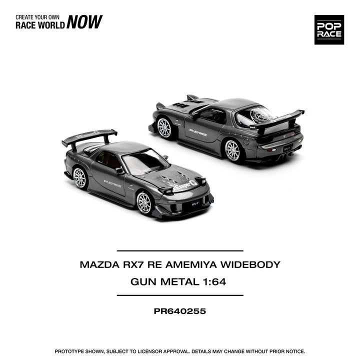 [Preorder] POPRACE 1:64 MAZDA RX7 RE-AMEMIYA GUN METAL PR640255