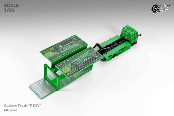 [Preorder] Mega Gear 1:64 Custom Box Truck - Green / Pink Dino (2 Versions)