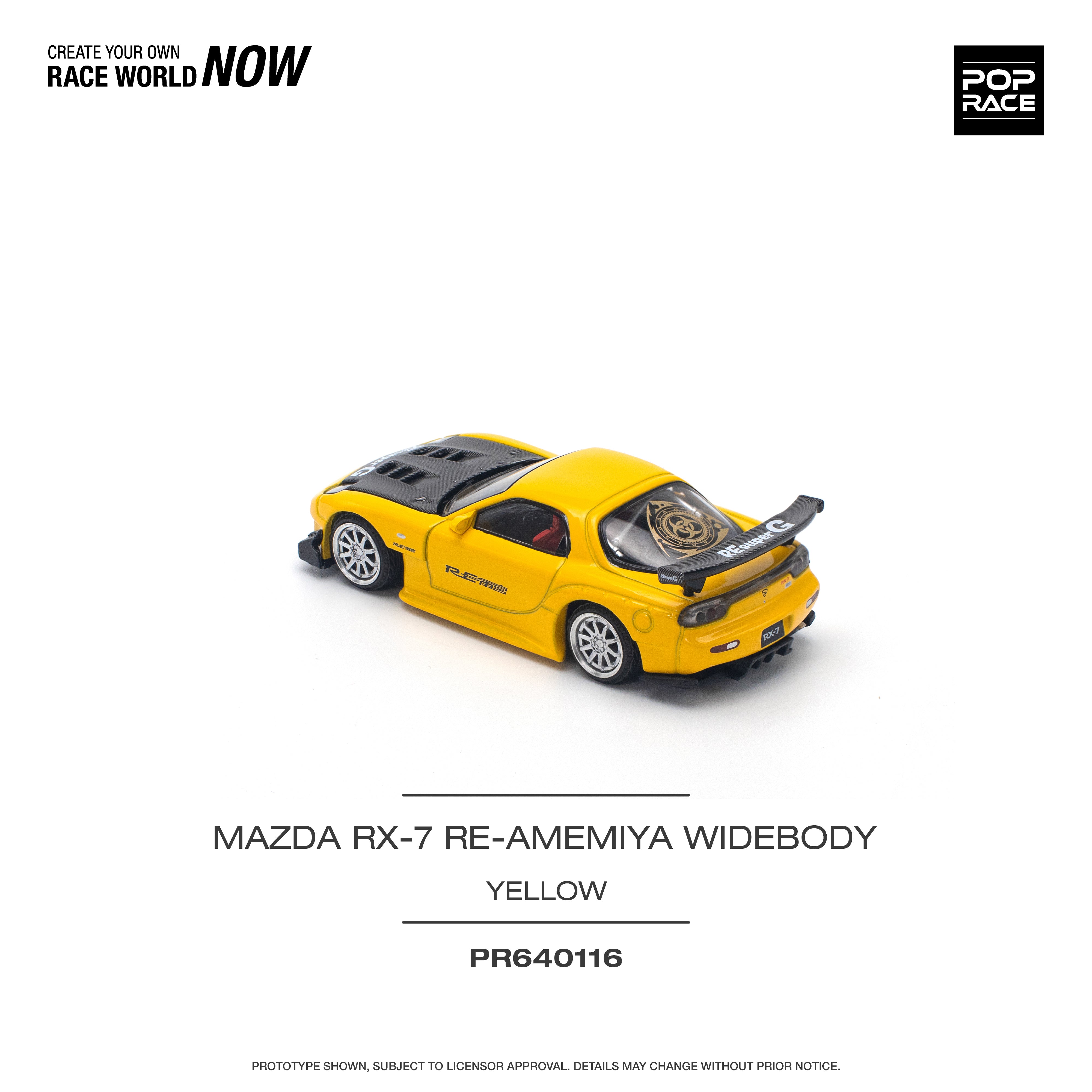 メーカー RX-7 MAZDA 1:64 POPRACE (FD3S) YELLOW WIDEBODY RE-AMEMIYA 乗り物おもちゃ