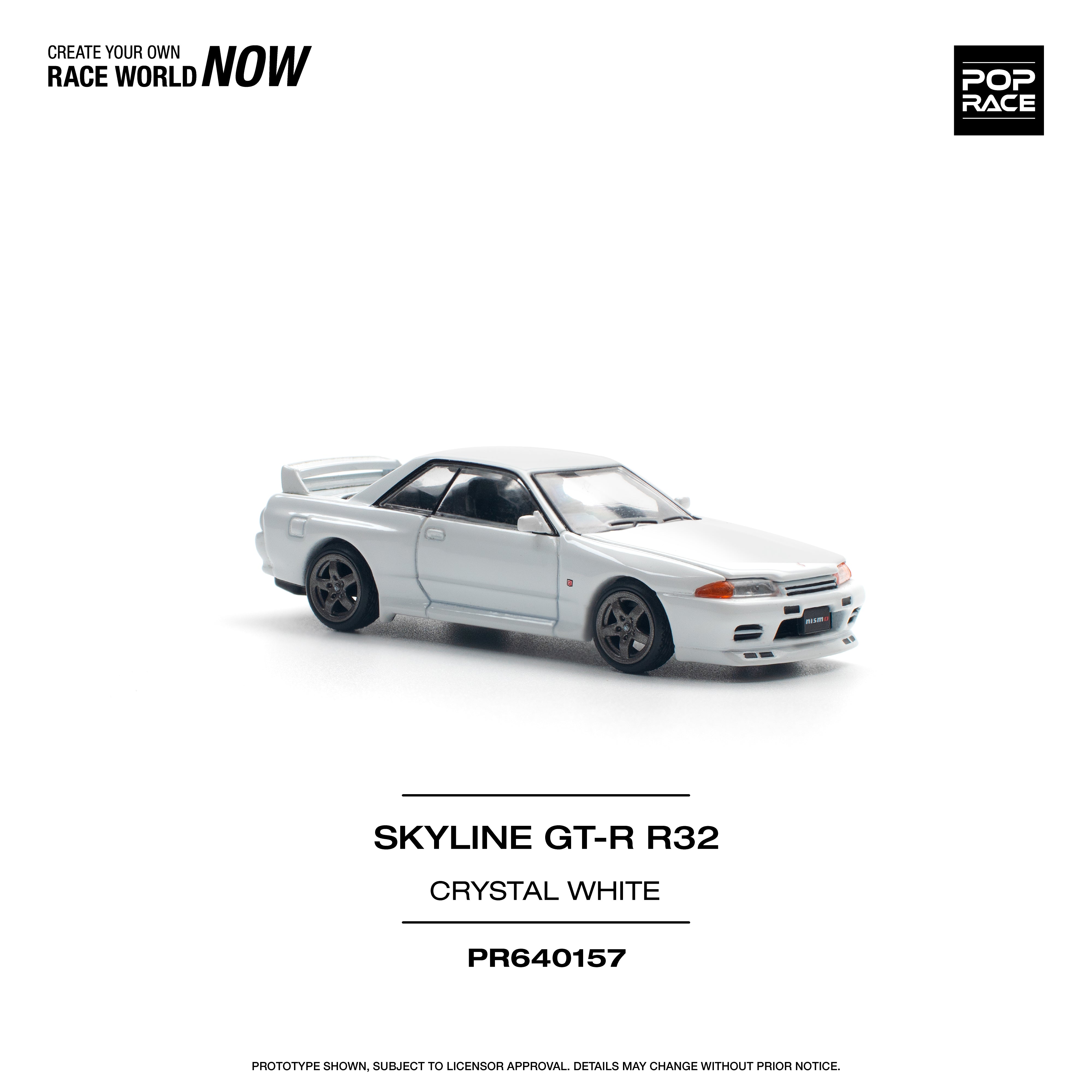 POPRACE 1:64 NISSAN SKYLINE GT-R R32 CRYSTAL WHITE – Horizon Diecast
