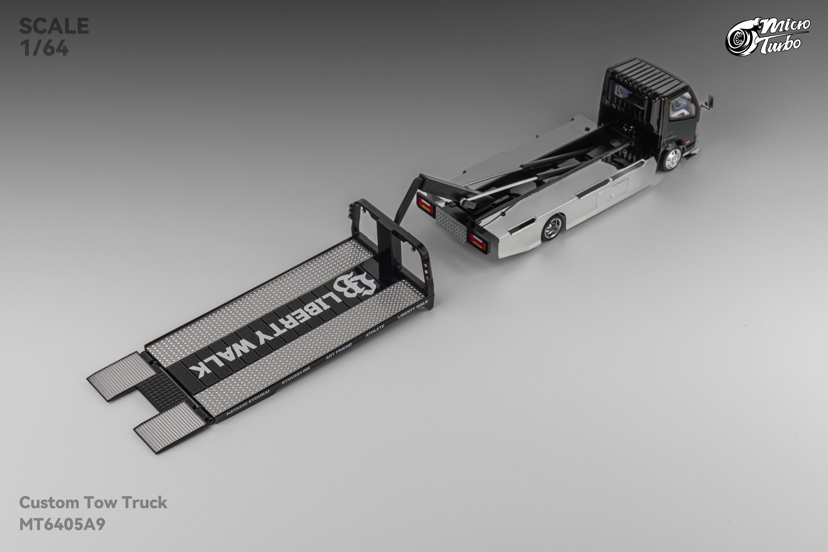 Microturbo 1:64 Custom Tow Truck - Black/Chrome MT6405A9