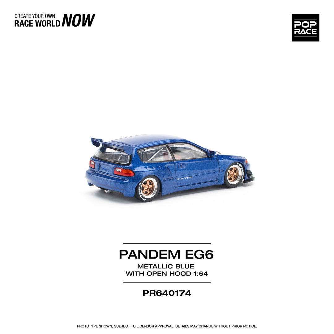 [Preorder] POPRACE 1:64 PANDEM CIVIC EG6 METALLIC BLUE PR640174