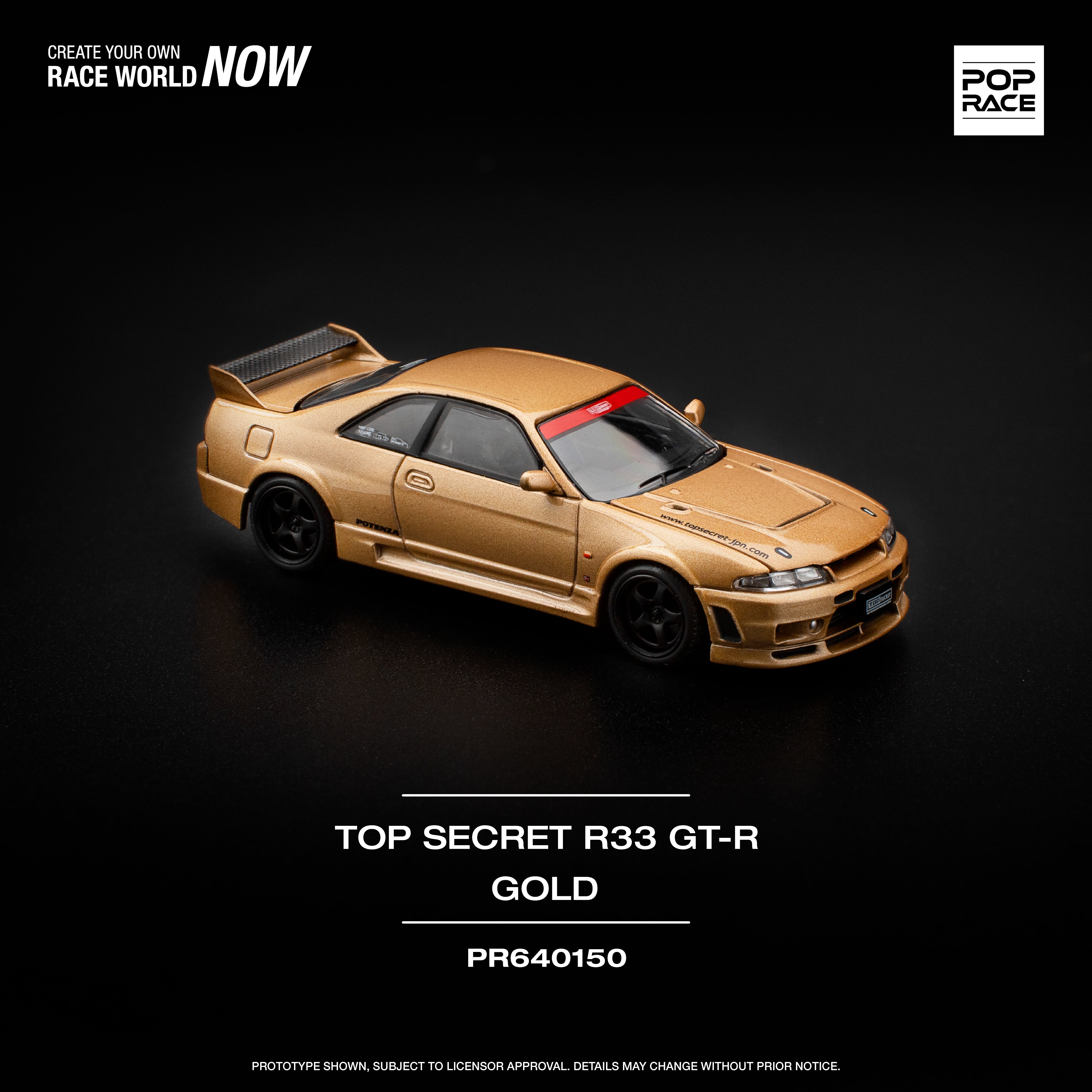 Preorder] POPRACE 1:64 TOP SECRET GT-R R33 - GOLD PR640150