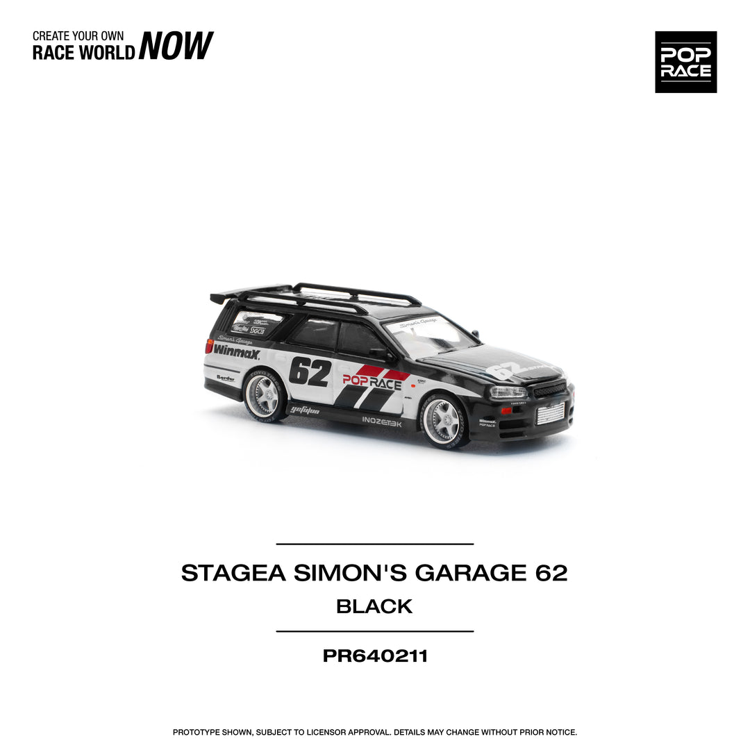 [Preorder] POPRACE 1:64 NISSAN STAGEA SIM0N'S GARAGE #62 - BLACK