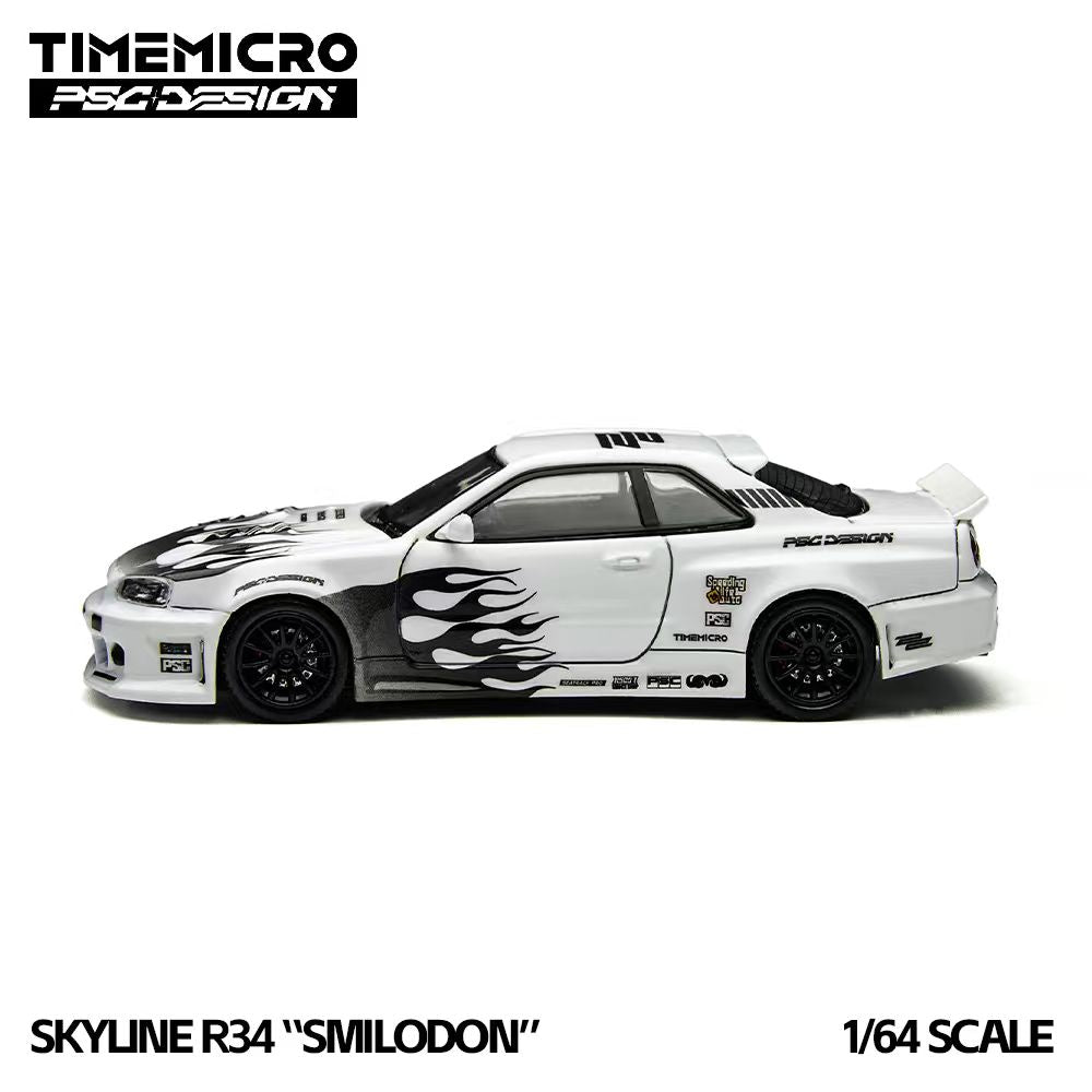 [Preorder] TimeMicro × PSC DESIGN 1:64 Nissan R34 "Smilodon" Black &amp; White TM648401