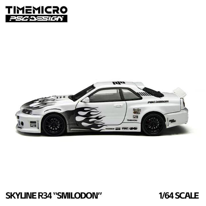 [Preorder] TimeMicro × PSC DESIGN 1:64 Nissan R34 "Smilodon" Black &amp; White TM648401