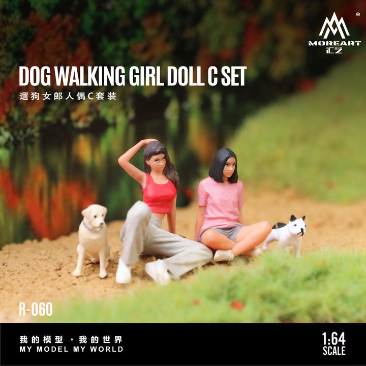[Preorder] MoreArt 1:64 DOG WALKING GIRL DOLL C SET MO223060