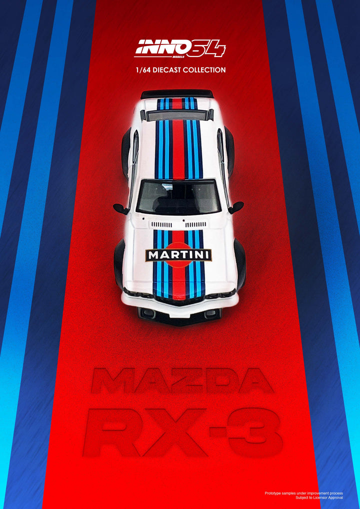 [Preorder] Inno64 1:64 MAZDA SAVANNA RX3 "MARTINI RACING" Livery IN64-RX3-MTN