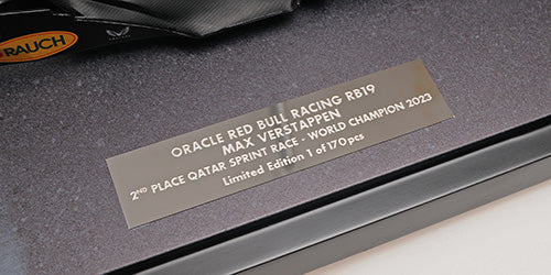 MINICHAMPS 1:12 RED BULL RACING HONDA RB19 - MAX VERSTAPPEN - 2ND PLACE QATAR SPRINT RACE - WORLD CHAMPION 2023