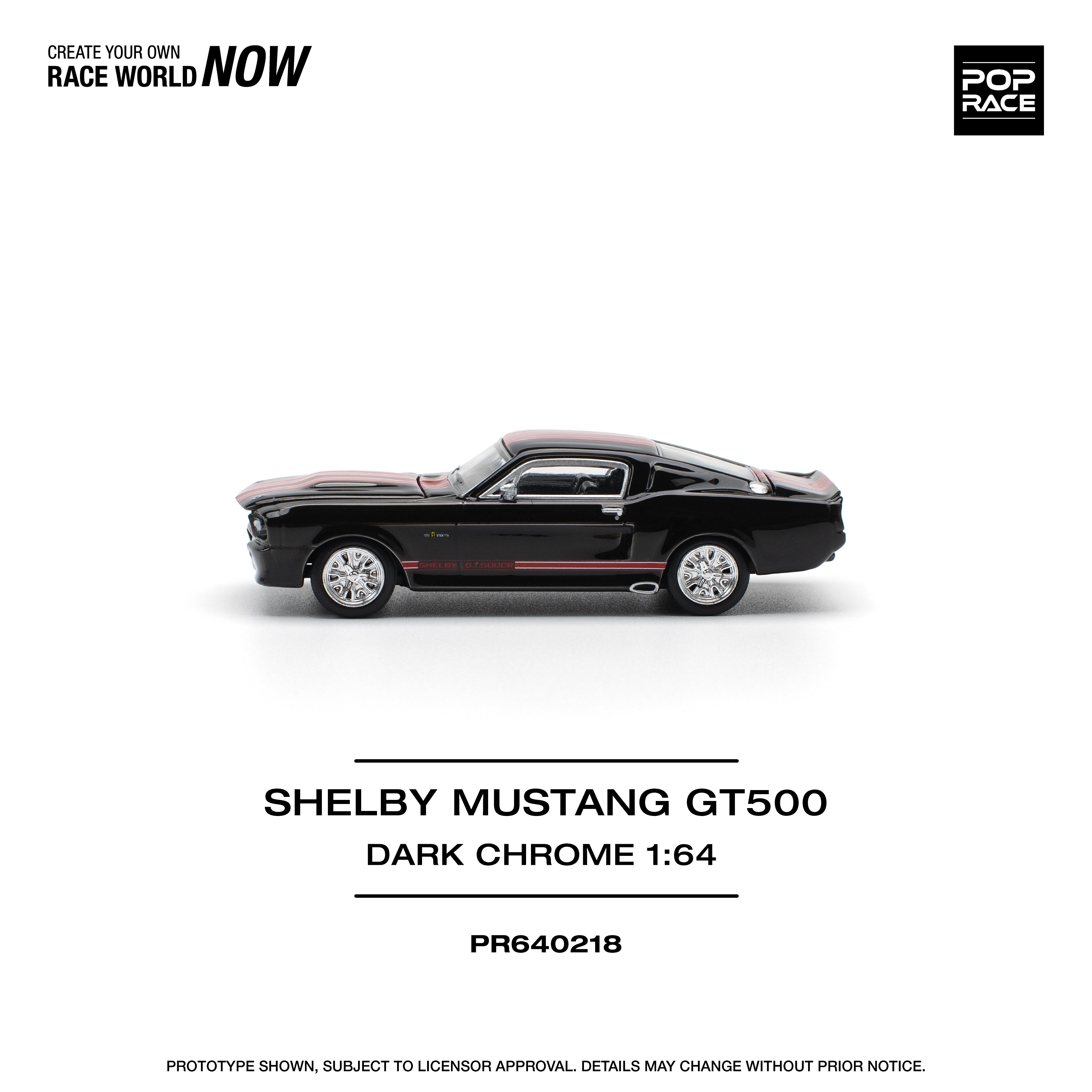 Preorder] POPRACE 1:64 SHELBY MUSTANG GT500 DARK CHROME PR640218