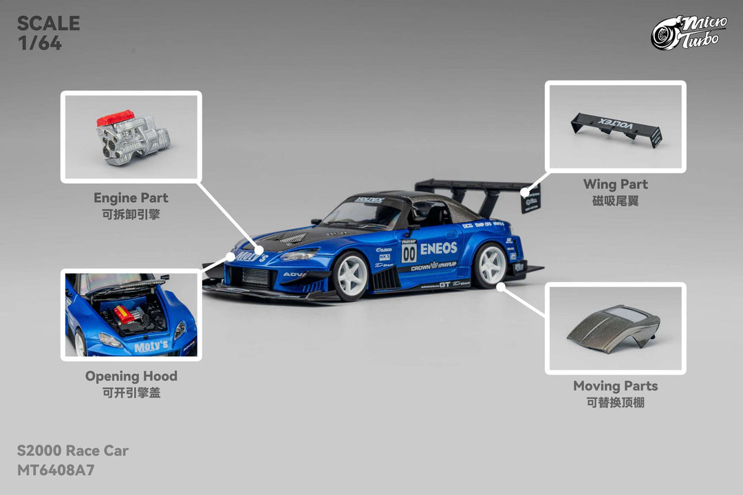 Microturbo 1:64 Custom S2000 Racing - Candy Blue MT6408A7